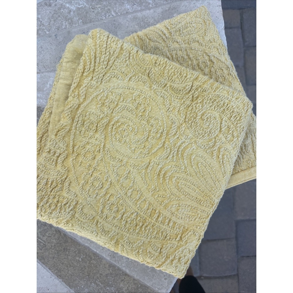 Pier One Set 2 Textured Yellow Damask Jacquard Throw Pillow Cover 19x19 SPRING